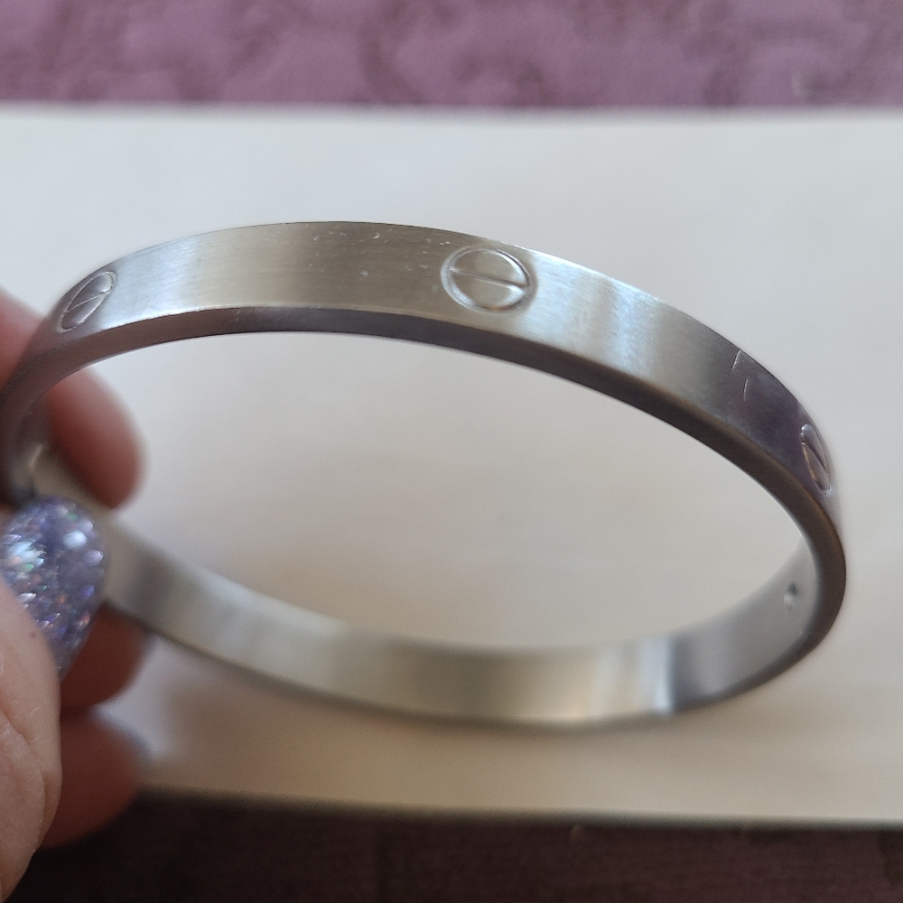 Hinged Silver Bangle Clasp Bracelet Heavy Metal
